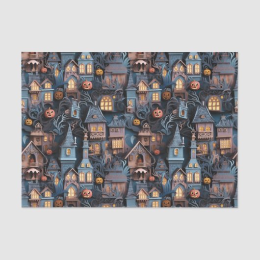 Papier Mousseline Halloween Whimsical Haunted Maison Halloween (Recto)