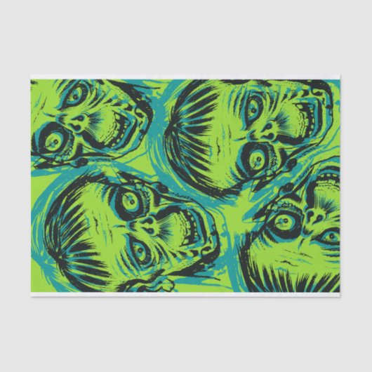 Papier Mousseline Halloween Zombie éffrayant Neon Green (Recto)