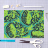 Papier Mousseline Halloween Zombie éffrayant Neon Green (Artisanat)