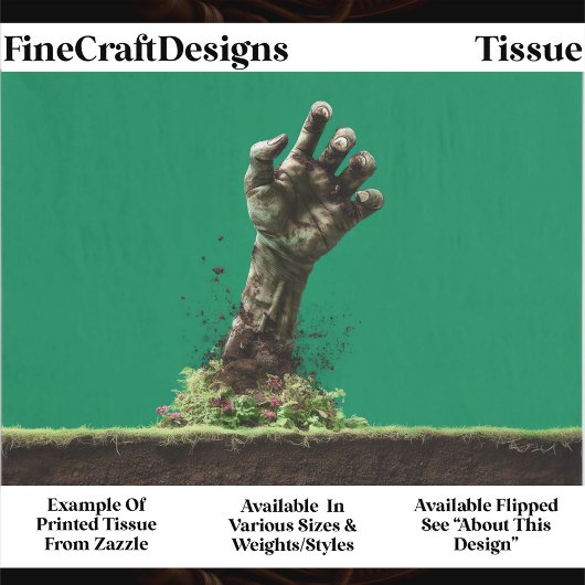 Papier Mousseline Halloween Zombie Hand From Grave ES4L Decoupage