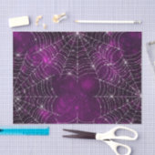 PAPIER MOUSSELINE HALLOWEWEEN PURPLE AVEC DES WEBS D'ARGENT (Artisanat)