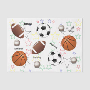 Papier Mousseline HAMbyWG Sports Balls with Stars & name -