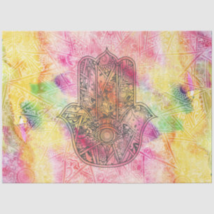 Papier Mousseline HAMSA Main Fatima symbole amulet Henné floral