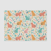 Papier Mousseline Hand Drawn Floral Capybara Tissue Paper (Recto)