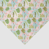 Papier Mousseline Hand drawn pink flamant and monstera leaves. Seam (Détail)