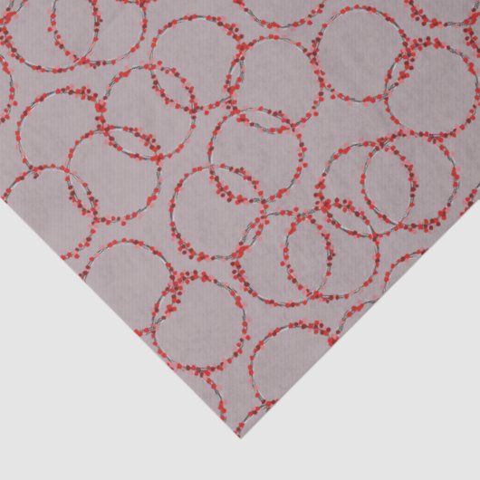 Papier Mousseline Hand Drawn Winter Berries Wreath Muted Mauve (Détail)