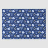 Papier Mousseline Hanoukka Blue Menorah Dreidel Motif Chanukah (Recto)