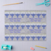 Papier Mousseline Hanoukka Dark Blue Menorah Faux Silver Festive (Artisanat)