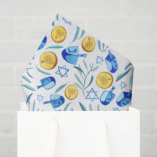 Papier Mousseline Hanoukka Dreidel Juif Motif aquarelle