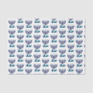 Papier Mousseline Hanoukka Floral Menorah Motif
