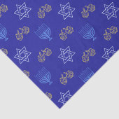 Papier Mousseline Hanoukka Gold Dreidel Star de David Menorah Blue (Détail)