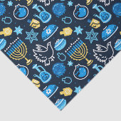 Papier Mousseline Hanoukka Symboles Motif bleu (Détail)
