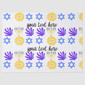 Papier Mousseline Hanukkah Wrapping Paper – Menorah, Star of David