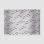 Papier Mousseline Happy 25th Anniversary DIY Names/Year Black Script (Recto)