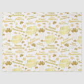 Papier Mousseline Happy Anniversary  Elegant Gold Text (Recto)
