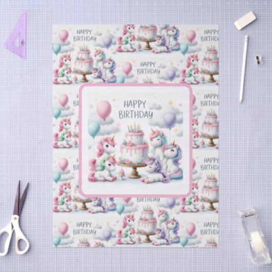 Papier Mousseline Happy Birthday Unicorn Themed (Artisanat)
