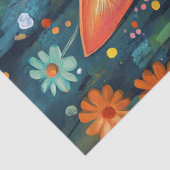 Papier Mousseline Happy Chat Orange Whimsical Fleurs Découpage (Détail)