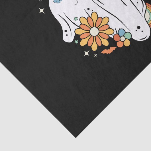 Papier Mousseline Happy Ghost Retro Hippie Vibe (Détail)