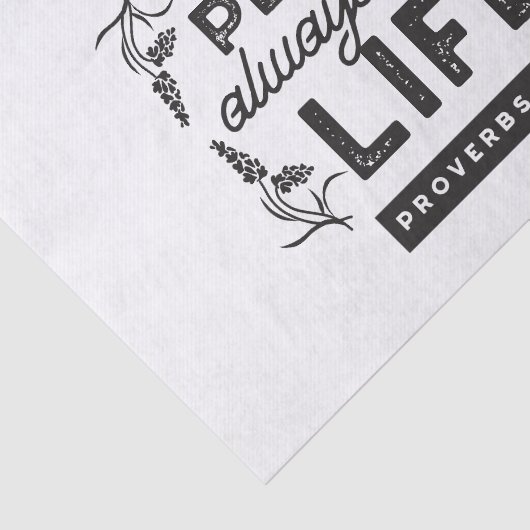 Papier Mousseline Happy Life with Faith – Proverbs 15:15 Art (Détail)