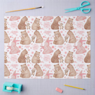 Papier Mousseline Happy Mother’s Day Cute Bear & Bunny