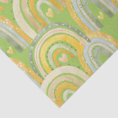 Papier Mousseline Happy Rainbows Coeurs Jaune Vert Tissu Papier (Détail)