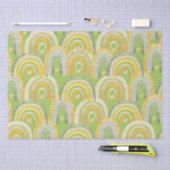 Papier Mousseline Happy Rainbows Coeurs Jaune Vert Tissu Papier (Artisanat)