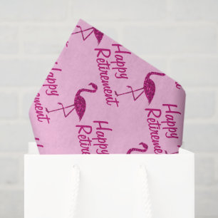 Papier Mousseline Happy Retirement rose flamingo Texte personnalisé