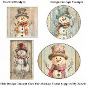 Papier Mousseline Happy Rustic Snowmen, Casquette, Scarf DQ8 Découpa