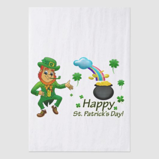 Papier Mousseline Happy Saint Patrick's Day Leprechaun Rainbow  (Recto)