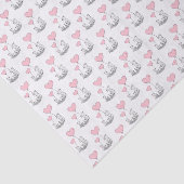 Papier Mousseline Happy Valentine's Day Tissue Paper Fox Pink Hearts (Détail)