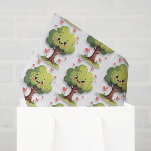 Papier Mousseline Happy Valentine's Day Tissue Paper Tree Red Hearts (Sac cadeau)