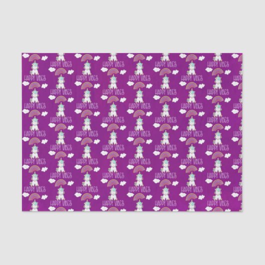 Papier Mousseline Happy Vibes Typographie Awesome Rainbow & Unicorn (Recto)