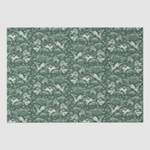 Papier Mousseline Hares Neige Blanc Lapin Motif d'hiver Vert