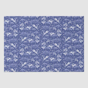 Papier Mousseline Hares Neige Champ Blanc lapins Motif d'hiver Bleu