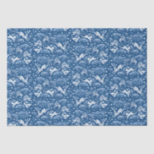 Papier Mousseline Hares Neige Champ Blanc lapins Motif d'hiver Bleu