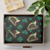Papier Mousseline Harpes et trèfles pour la Saint-Patrick (Cadeau)