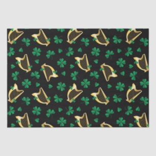 Papier Mousseline Harpes et trèfles pour la Saint-Patrick