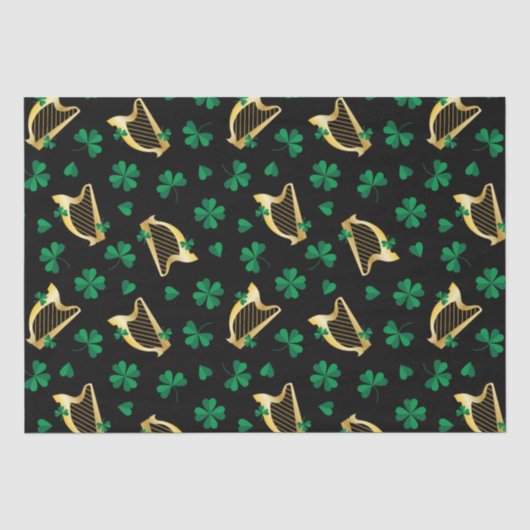 Papier Mousseline Harpes et trèfles pour la Saint-Patrick (Recto)