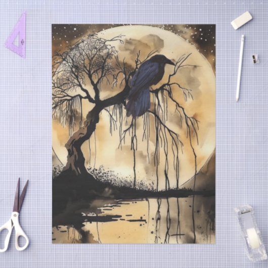 Papier Mousseline Hauning Imaginaire Gothique Corbeau & Lune (Artisanat)