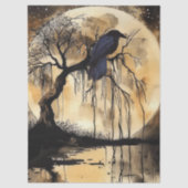 Papier Mousseline Hauning Imaginaire Gothique Corbeau & Lune (Recto)