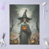 Papier Mousseline Haunting Fantasy Gothic Witch, Pumpkins & Moon (Artisanat)
