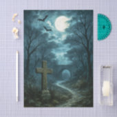 Papier Mousseline Haunting Moonlit Graveyard Decoupage papier de pap (Artisanat)