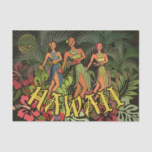Papier Mousseline Hawaii Aloha Palm Hula Art Design (Recto)