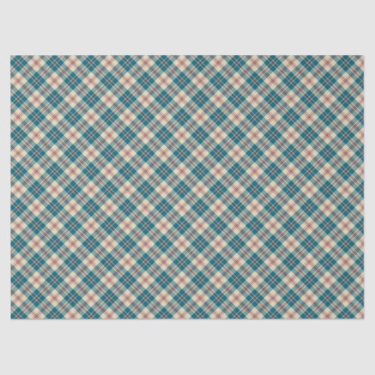 Papier Mousseline Heffalums Marine Bleu, Rouge Beige Plaid Tissu Pap (Recto)