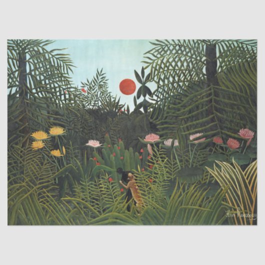 Papier Mousseline Henri Rousseau | Forêt vierge au coucher du soleil (Recto)