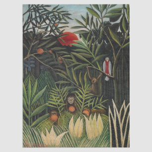 Papier Mousseline Henri Rousseau - Singes & Perroquet dans la Forêt
