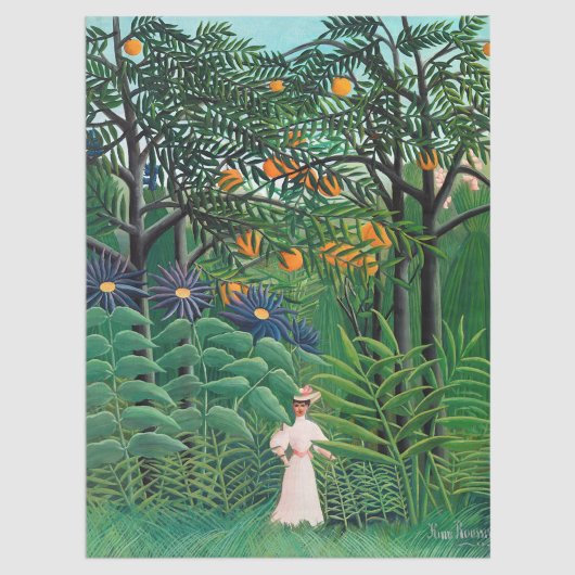 Papier Mousseline Henri Rousseau - Une femme marche dans une forêt e