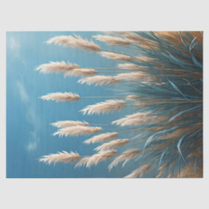 Papier Mousseline Herbe de la pampa florale bleue