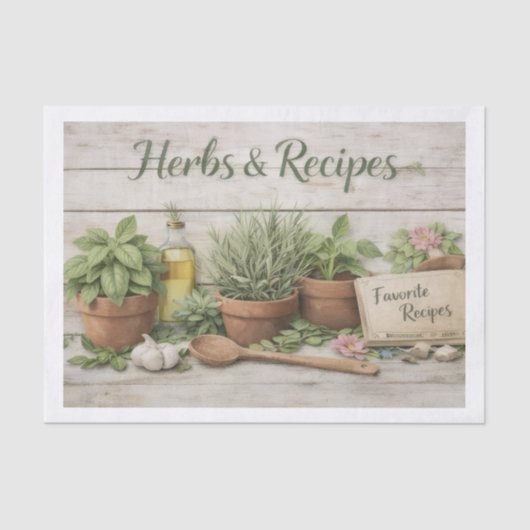 Papier Mousseline Herbs and Recipes Decoupage Paper (Recto)