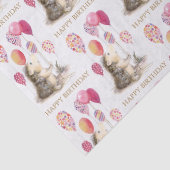 Papier Mousseline Hérisson avec ballons roses Joyeux anniversaire (Détail)